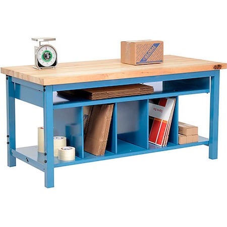 Global Industrial Packing Workbench W/Lower Shelf Kit, Butcher Block Square Edge, 60inW x 30inD 244207